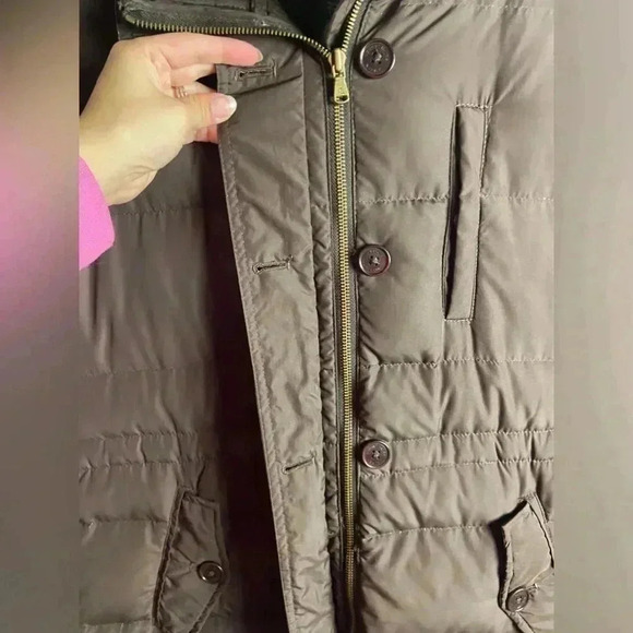 Lauren Ralph Lauren Size Large Down Puffer Jacket Chocolate Brown Full Zip Coat - Picture 3 of 8